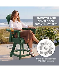 WestinTrends Outdoor Hdpe Adirondack Swivel Counter Height Bar Chair With Cup Holder