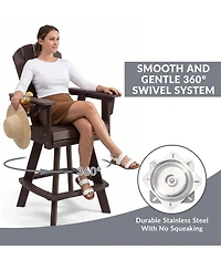 WestinTrends Outdoor Hdpe Swivel Adirondack Bar Height Chair With Cup Holder