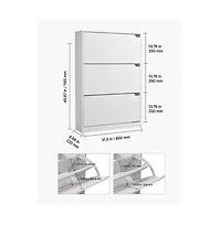 Slickblue 3 Flip Drawer Shoe Cabinet with Storage Shelf, Freestanding Shoe Organizer for Entryway Hallway