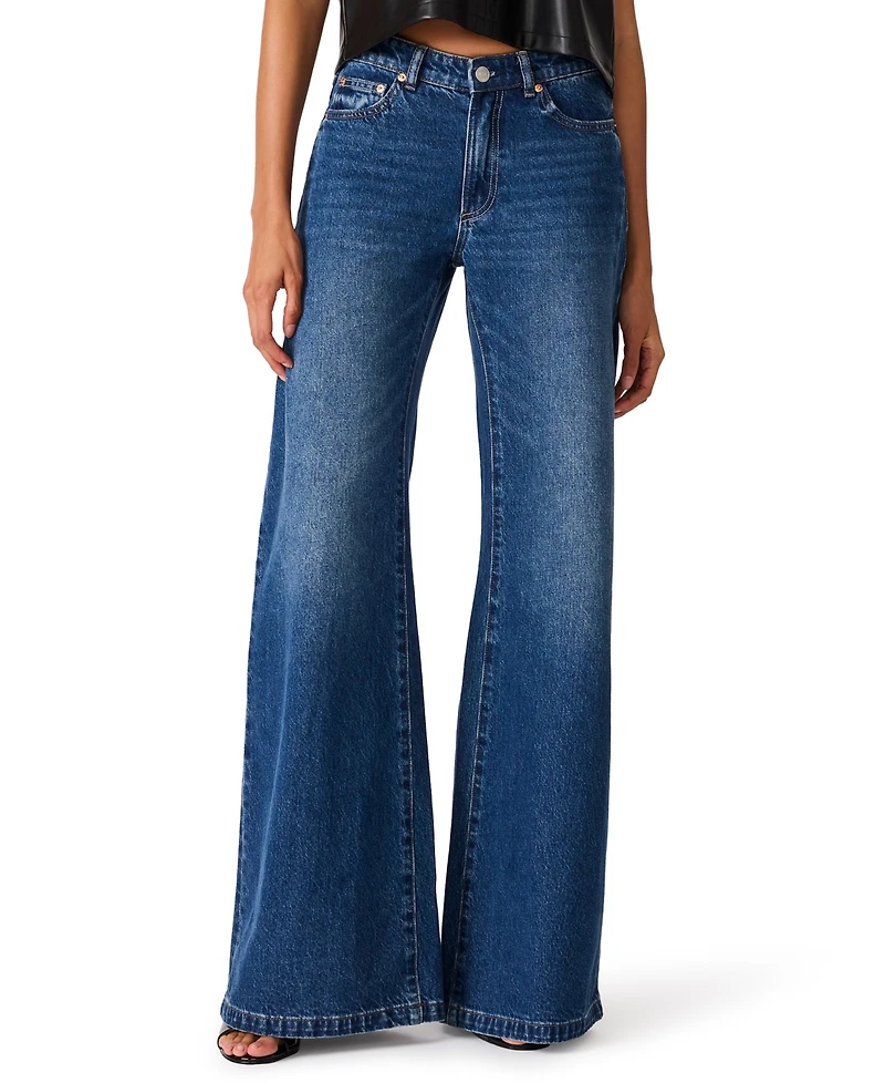 Steve Madden Women's Mid-Rise Wide-Leg Flare Jeans