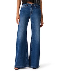Steve Madden Women's Mid-Rise Wide-Leg Flare Jeans
