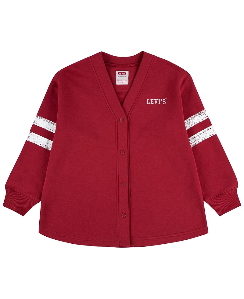 Levi's Girls' 7-16 V-Neck Varsity Fleece Cardigan Sweater