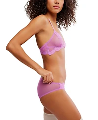 Free People Fiona Front-Close Swiss-Dot Mesh and Eyelash Lace Bralette