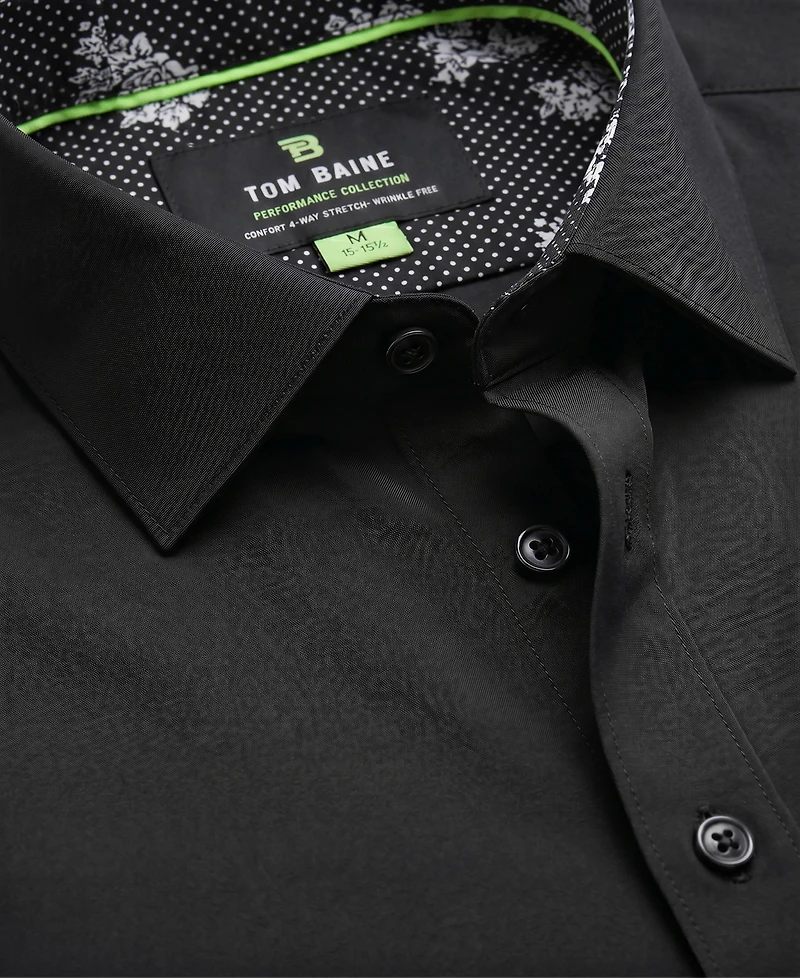 Tom Baine Men's Slim Fit Performance Solid Button Down Shirt