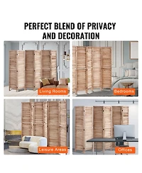 Slickblue 6 Panel Louvered Wood Room Divider, Folding Privacy Screen for Living Room, Office & Restaurant