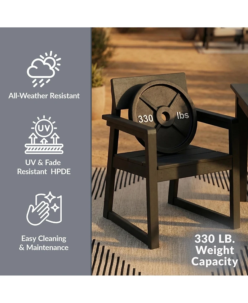 WestinTrends 7-Piece Modern Hdpe Outdoor Patio Dining Table Set With Umbrella Hole