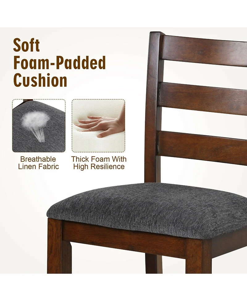 Mecale Set of 2 Counter-Height Chairs with Fabric Seat and Wood Legs