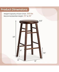 Mecale Set of 2 24-Inch Swivel Bar Stools with Footrests