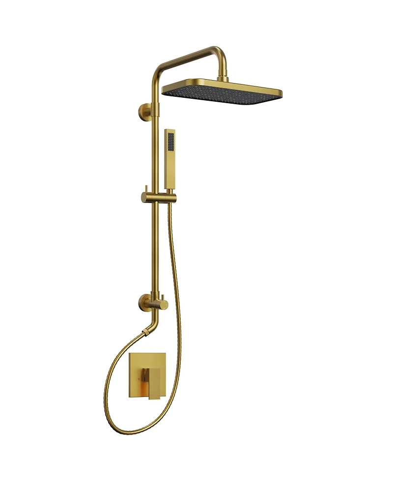 Everstein Pressure-Balanced Shower Faucet System Wall Mount Rainfall Head with Slider Bar Handheld