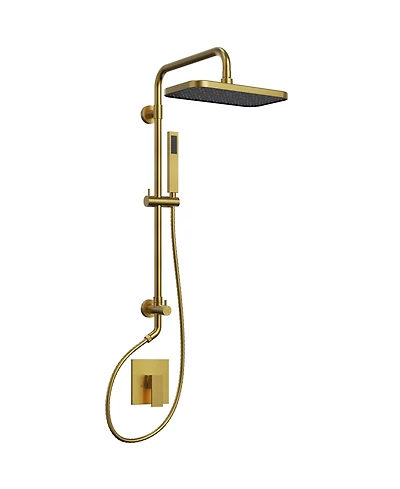 Everstein Pressure-Balanced Shower Faucet System Wall Mount Rainfall Head with Slider Bar Handheld