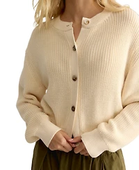 Free People Women's Vienna Ribbed-Knit Crewneck Cardigan Sweater