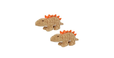 Mighty Dinosaur Stegosaurus 2 Pack, Durable Plush Squeaky Dog Toy
