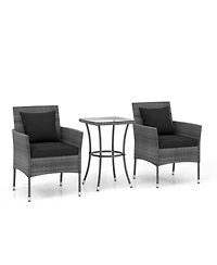 Gouun Patio Furniture Set Cushioned Chairs and Tempered Glass Table