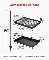 Hongge Height Adjustable Swivel Campfire Grill Grate and Griddle