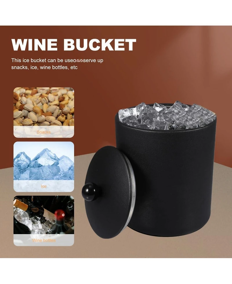 Piscifun Double Wall Insulated Stainless Steel Ice Bucket With Lid Tongs Strainer For Cocktail Parties