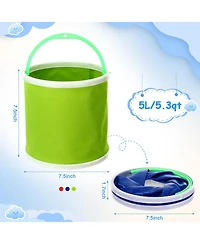 Piscifun 12 Pack 5 Liter Collapsible Plastic Ice Buckets with Handles Portable for Party Camping Wedding Cocktail Bar