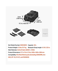 Sugift 30 L Motorcycle Tail Bag Waterproof Rear Seat Luggage with Rain Cover 17.7 x 11.8 x 7.9.