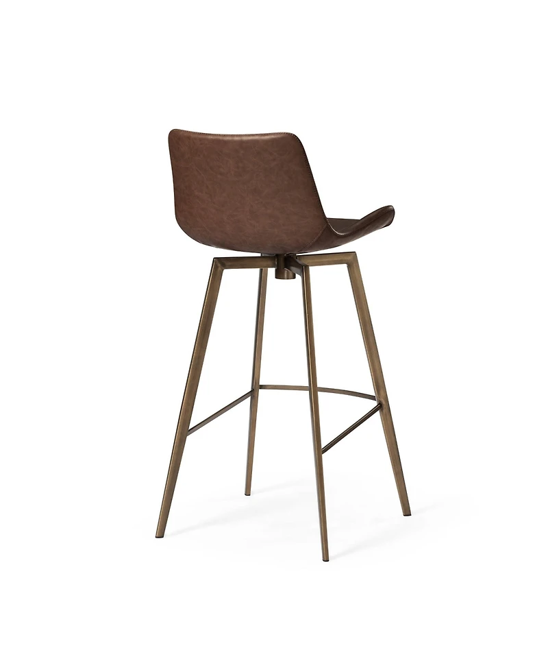 Maven Lane 31" Victor Modern Faux Leather Swivel Kitchen Bar Stool with Back