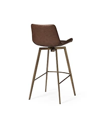 Maven Lane 31" Victor Modern Faux Leather Swivel Kitchen Bar Stool with Back