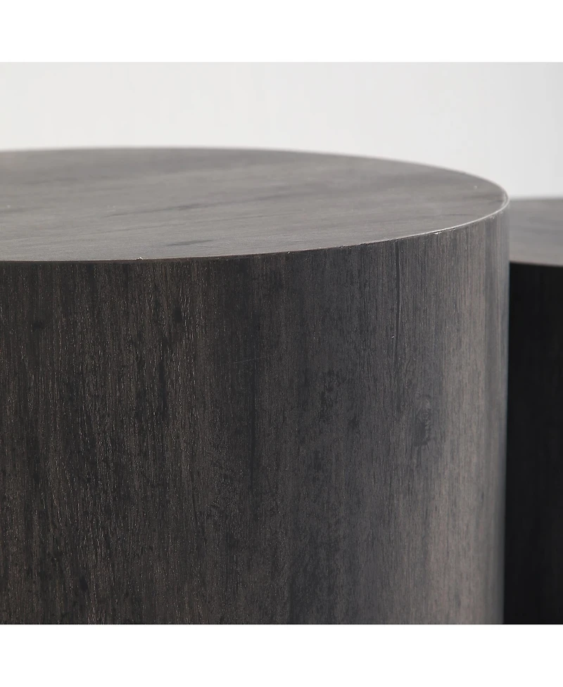 Flynama Set of 2 Nesting Round Coffee Tables Mdf Modern Space Saving Living Room Tables