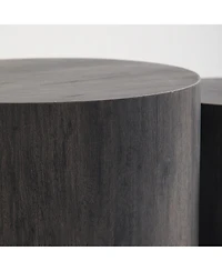 Flynama Set of 2 Nesting Round Coffee Tables Mdf Modern Space Saving Living Room Tables