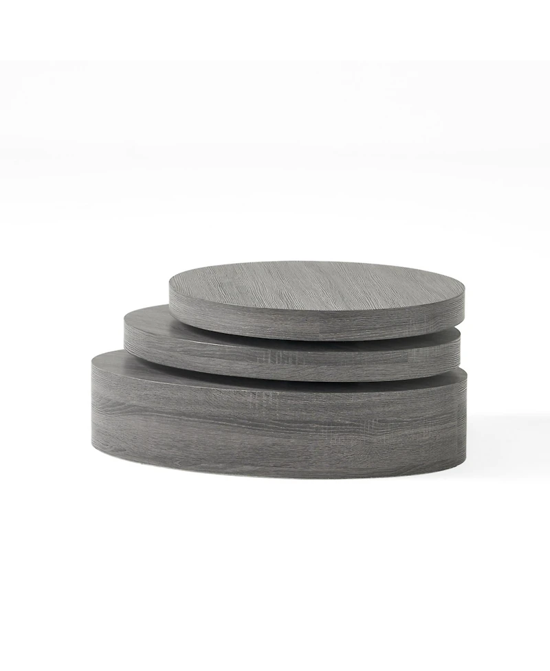 Flynama 3-Layer Rotating Oval Coffee Table, Matte
