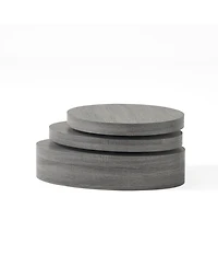 Flynama 3-Layer Rotating Oval Coffee Table, Matte