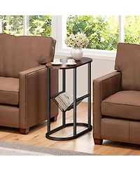 Costway 2-tier Side Table Oval Narrow End Table Nightstand Bedside Table