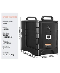 Sugift 81 Qt Insulated Food Pan Carrier Front Loading Hot Box with Double Buckles and Handles
