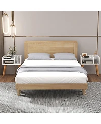 Gouun Mid Century Modern Nightstand with Open Shelves and Anti-Falling Edges