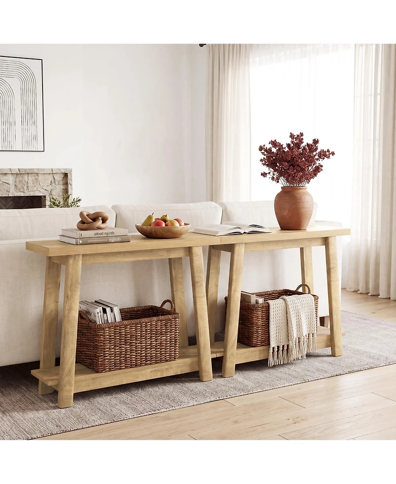 Tribesigns Console Table, Sofa Table Behind Couch, Industrial Console Sofa Table with Storage Shelf