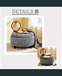 Flynama 25 Inch Round Storage Ottoman