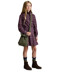 Polo Ralph Lauren Girls' 7-16 Plaid Ruffled Cotton Poplin Top