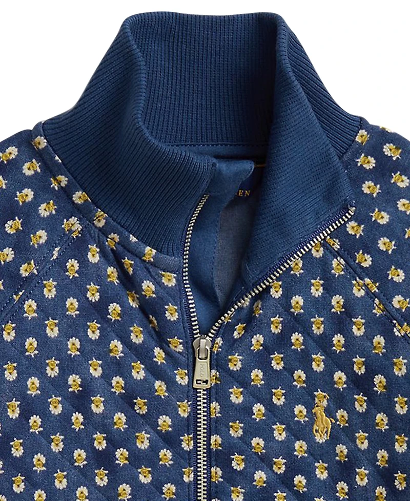 Polo Ralph Lauren Girls' 2T-6X Floral Quilted Double-Knit Full-Zip Jacket