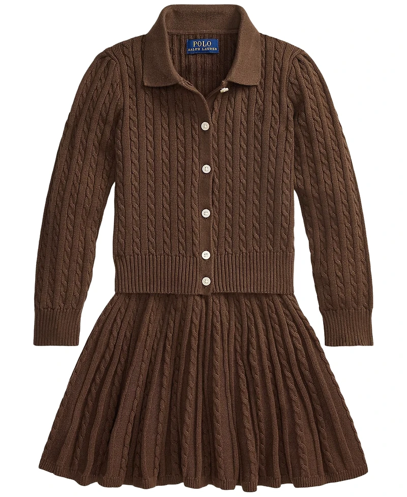 Polo Ralph Lauren Girls' 2T-6X Cotton Cardigan and Skirt