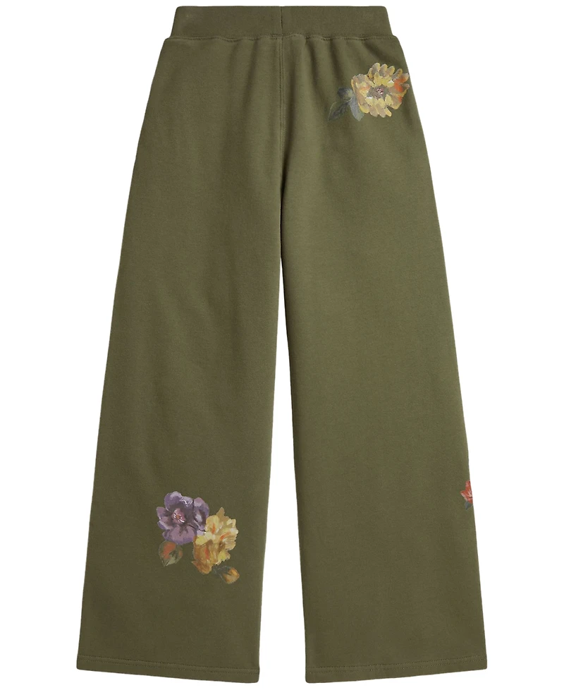 Polo Ralph Lauren Girls' 7-16 Floral Wide-Leg Fleece Sweatpants