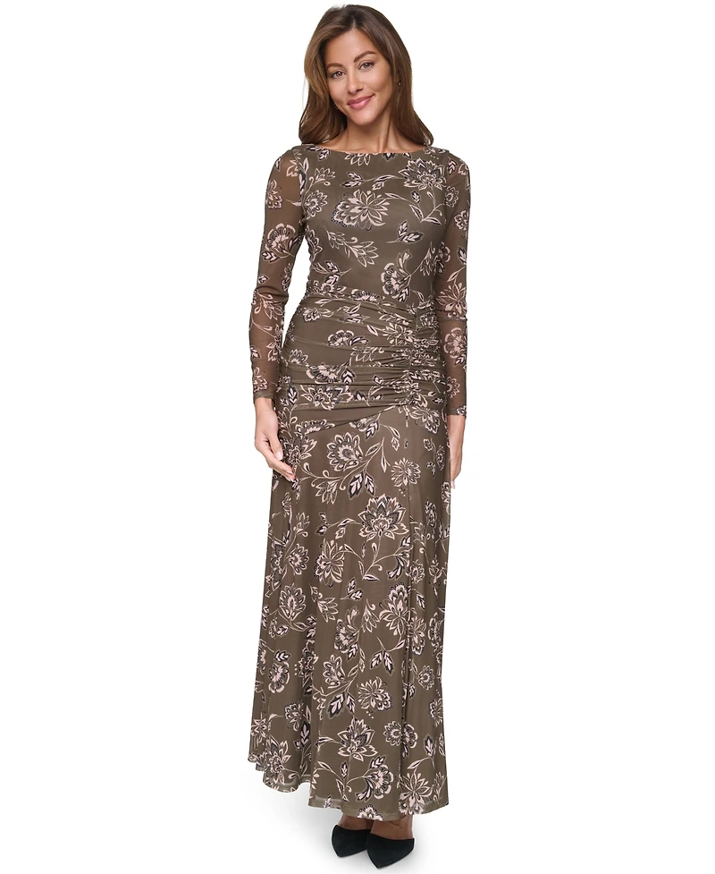 Eliza J Women's Extended Cap Long-Sleeve Floral Dress