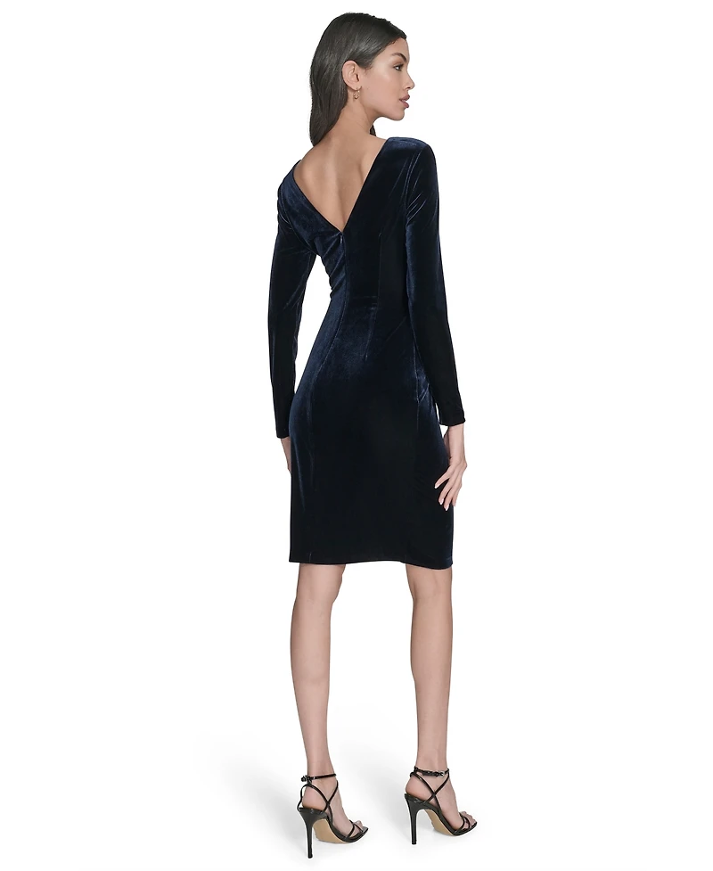 Eliza J Women's Long-Sleeve Velvet Sheath Dress