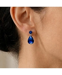 Sterling Silver Oval Shaped Cubic Zirconia Accent Drop Earrings