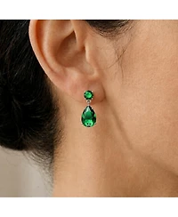 Sterling Silver Oval Shaped Cubic Zirconia Accent Drop Earrings