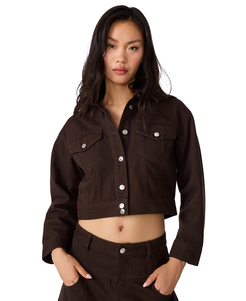 Steve Madden Women's Dove Cropped Denim Long-Sleeve Jacket