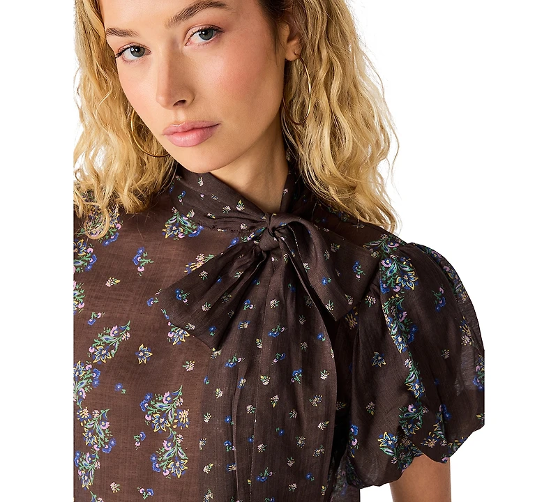 Steve Madden Women's Lolanie Floral Puff-Sleeve Blouse