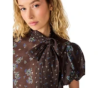 Steve Madden Women's Lolanie Floral Puff-Sleeve Blouse