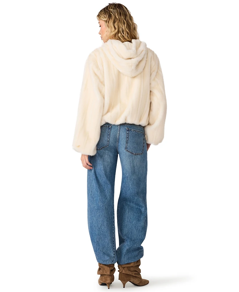 Steve Madden Women's Carmilla Hooded Faux-Fur Cropped Jacket