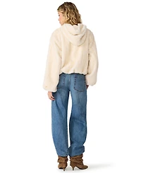 Steve Madden Women's Carmilla Hooded Faux-Fur Cropped Jacket