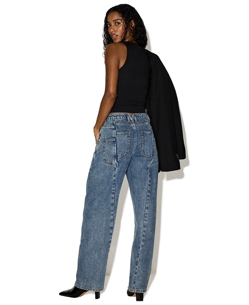 Steve Madden Women's Seamed Sydnee High-Rise Twisted-Seam Tapered Jeans
