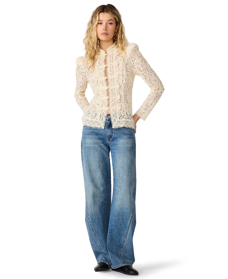 Steve Madden Women's Aberdeen Long-Sleeve Lace Blouse