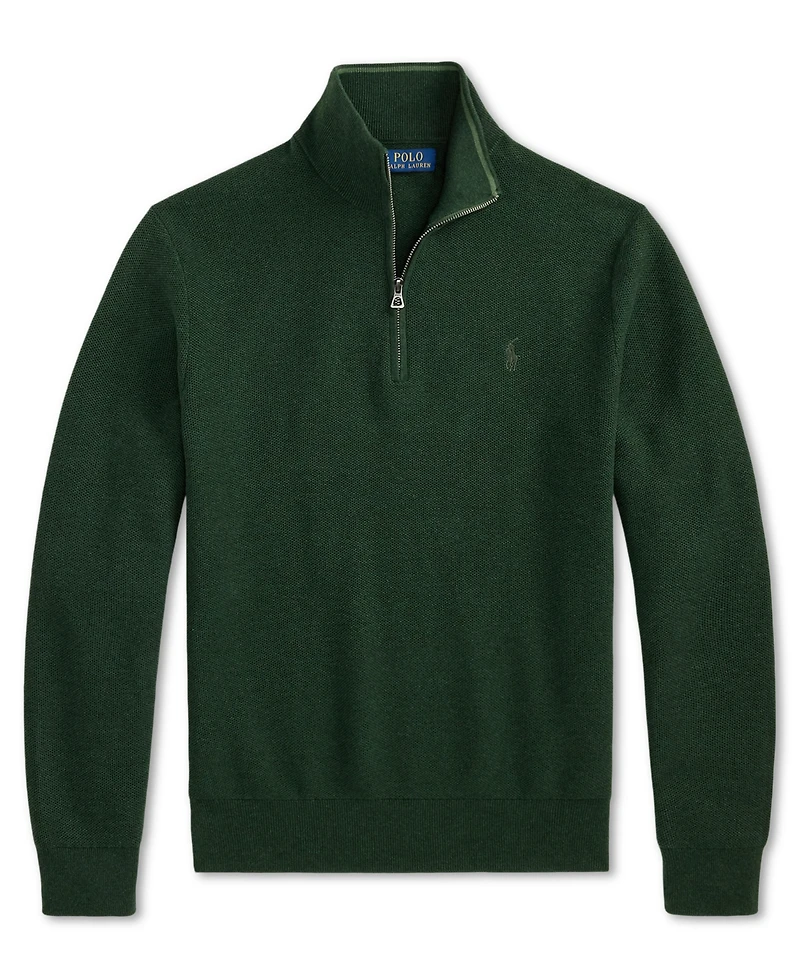 Polo Ralph Lauren Men's Mesh-Knit Cotton Quarter-Zip Sweater