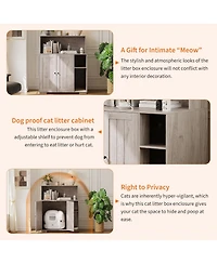 homfan Dog-Proof Cat Litter Box Enclosure – Extra-Large Cabinet Fits Automatic and Tall Boxes with Built-In Outlet, Storage Shelf Mark Pad