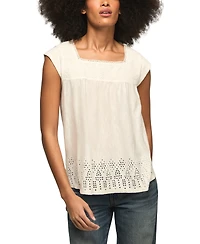 Lucky Brand Women's Square Neck Eyelet Blouse